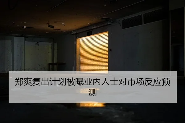 郑爽复出计划被曝业内人士对市场反应预测